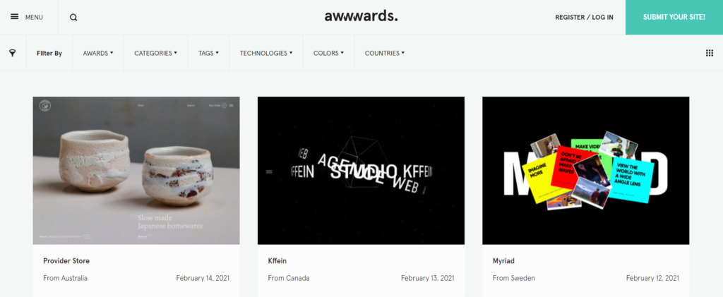 Система фильтрации на Awwwards