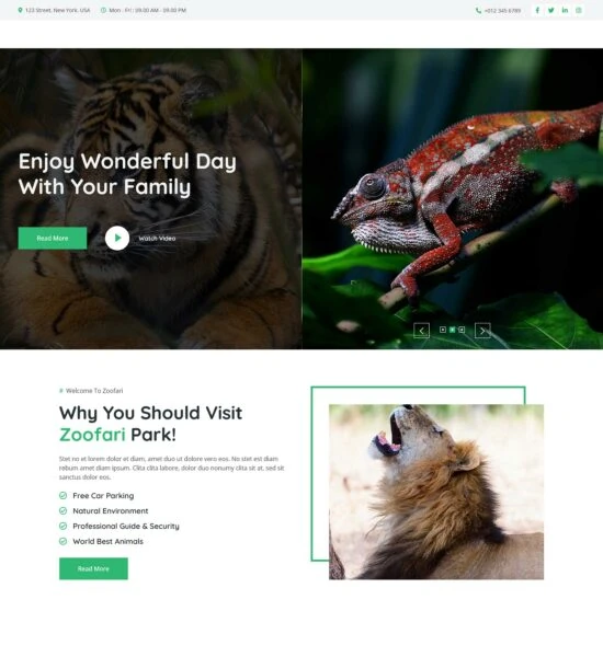бесплатный html шаблон зоопарка сафари zoofari