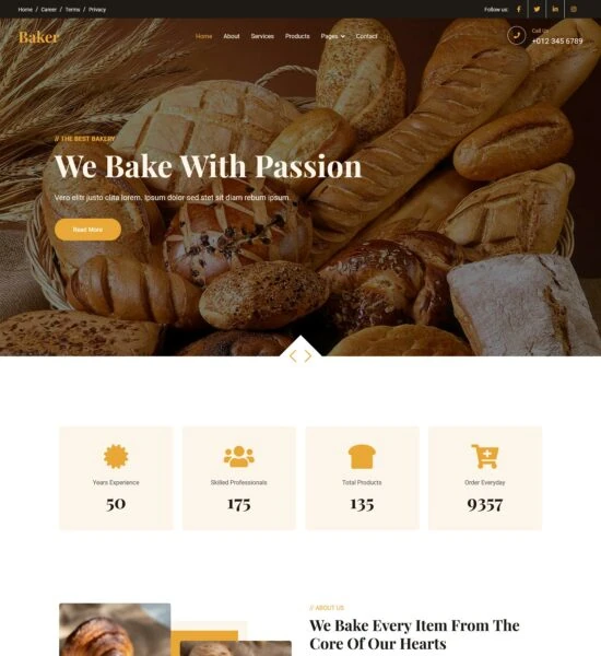 бесплатный html-шаблон пекарня торт пекарня