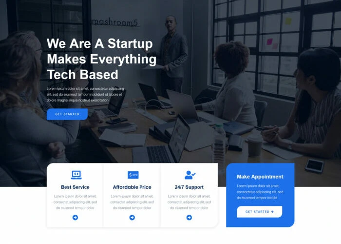 Бесплатный шаблон Startupzy