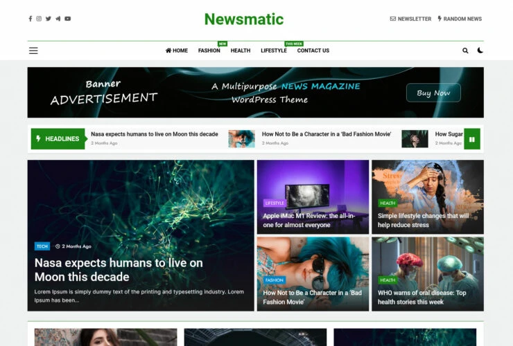 Бесплатный шаблон Newsmatic