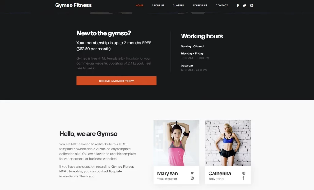 Бесплатный шаблон сайта Gymso Fitness - о нас