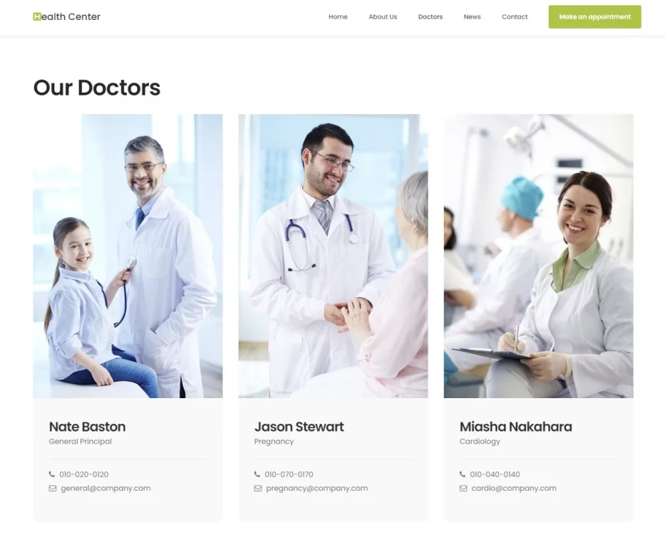 Бесплатный готовый HTML CSS шаблон сайта Health - доктора