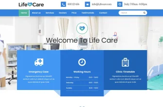 Бесплатный готовый HTML CSS шаблон сайта Life Care - главная