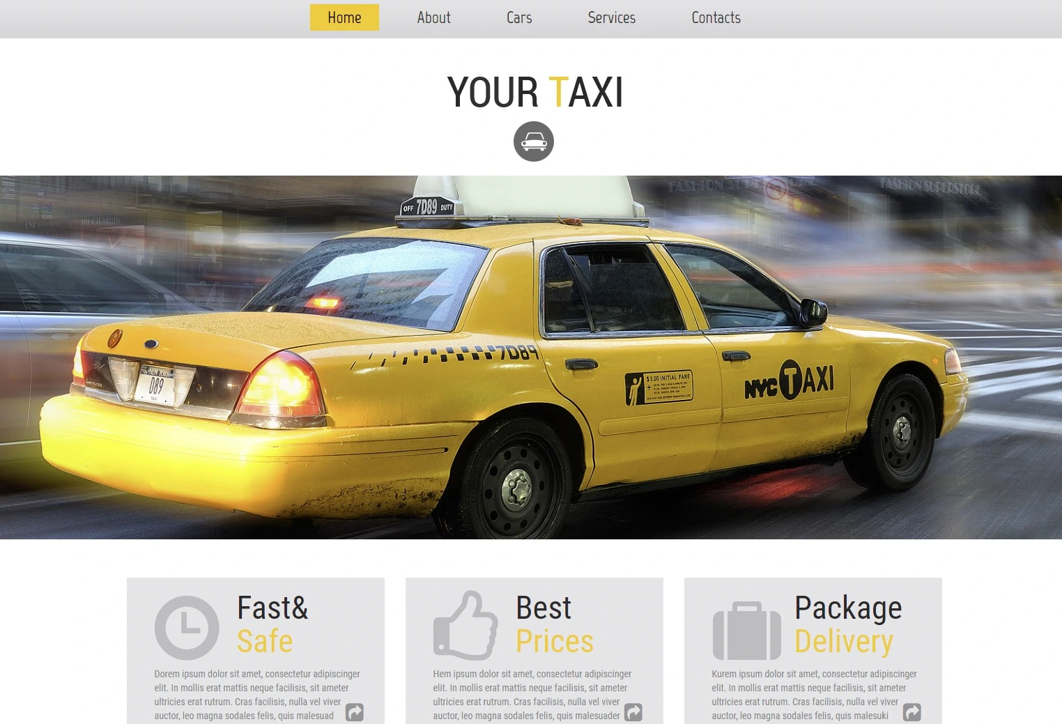 Бесплатный готовый HTML CSS шаблон сайта YourTaxi - главная