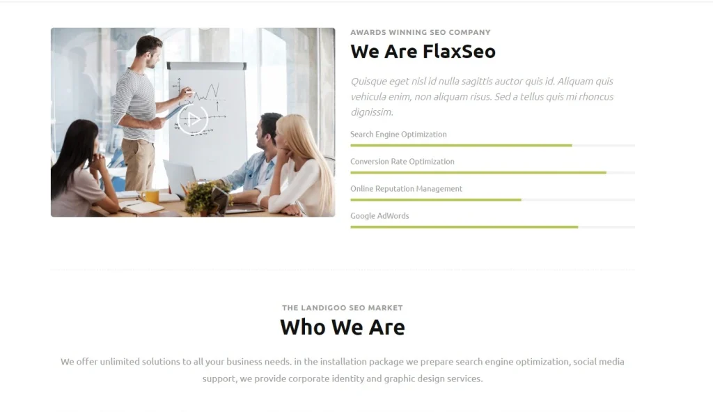Бесплатный готовый HTML CSS шаблон сайта FlaxSEO - о компании