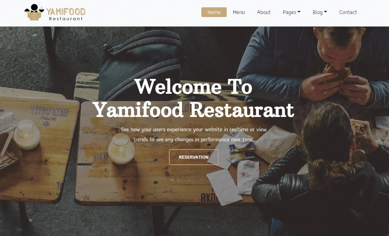 Бесплатный готовый HTML CSS шаблон сайта YamiFood - главная