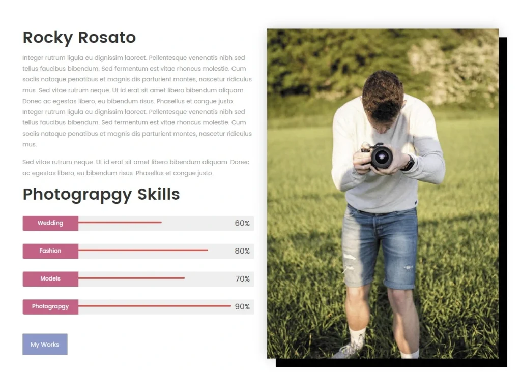 Бесплатный готовый HTML CSS шаблон сайта CleanPhotography - о фотографе
