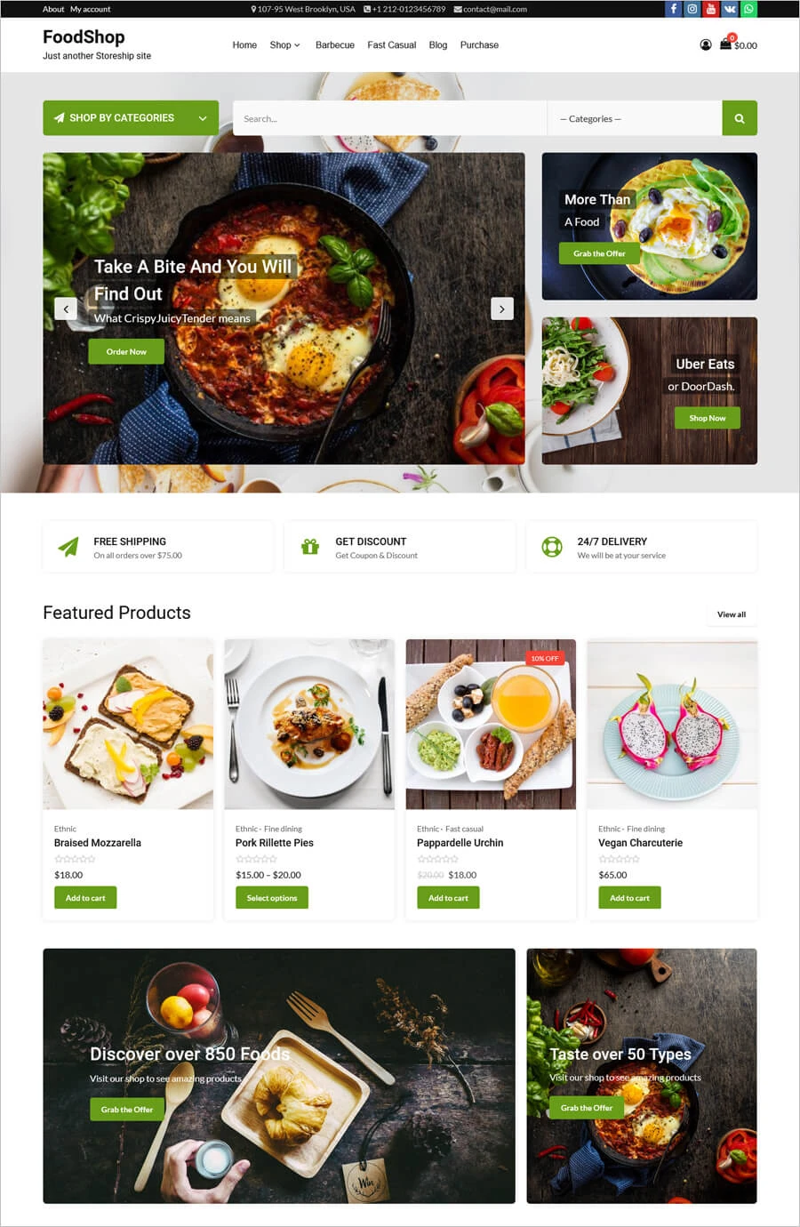 FoodShop – бесплатный шаблон сайта электронной коммерции