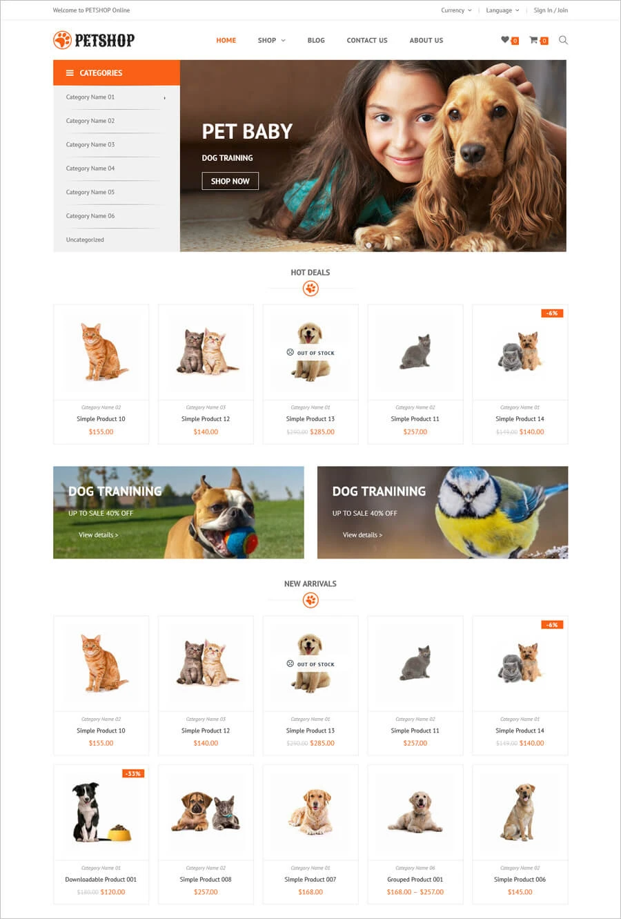 Pet Shop – бесплатный WP-шаблон для электронной коммерции