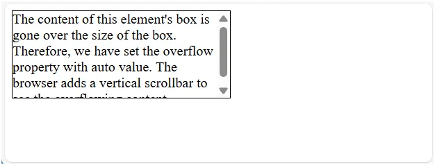 переполнение: пример авто в CSS.