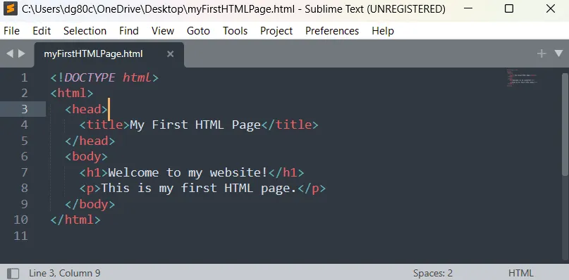 HTML-код с помощью Sublime Text editor