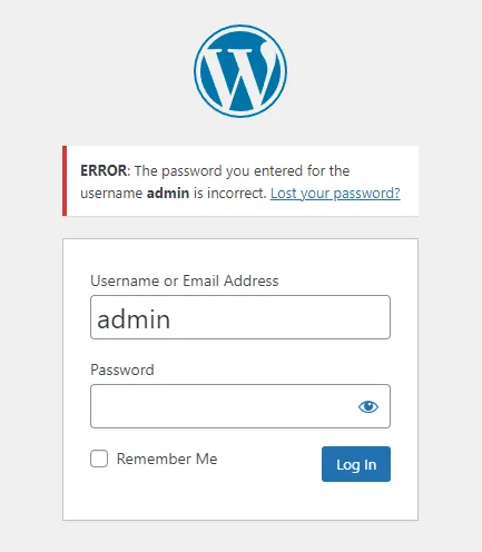 Вход пользователя WordPress неверный пароль