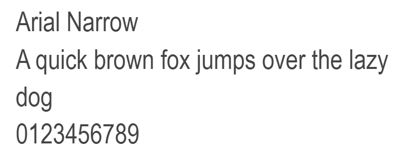 Arial Narrow